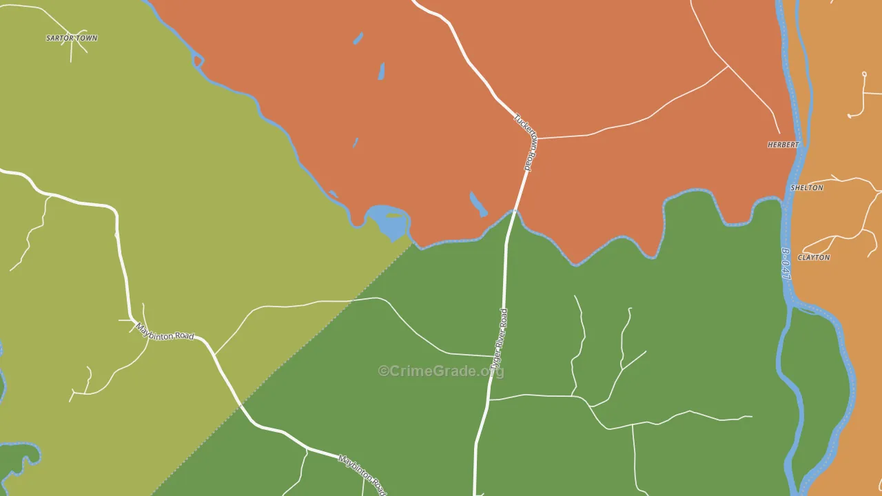 Tuckertown, SC Map of Burglary Rates