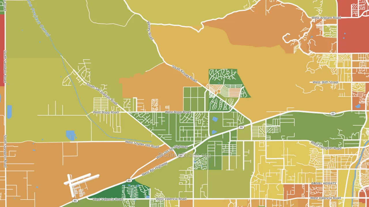Tucson Estates, AZ Map of Burglary Rates