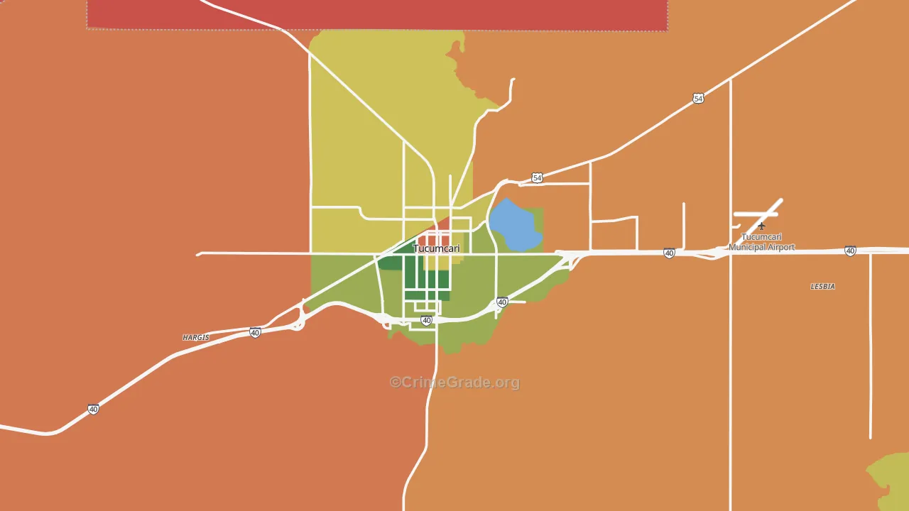 Tucumcari, NM Map of Burglary Rates