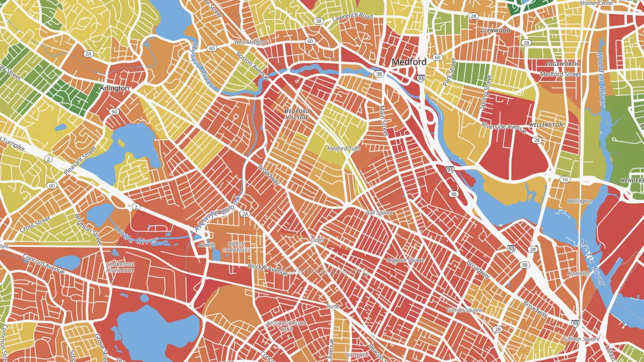 Tufts, Somerville, MA Map of Burglary Rates