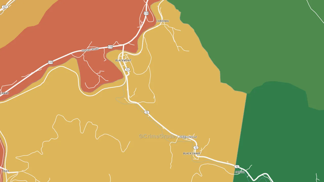 Tuggleville, KY Map of Burglary Rates