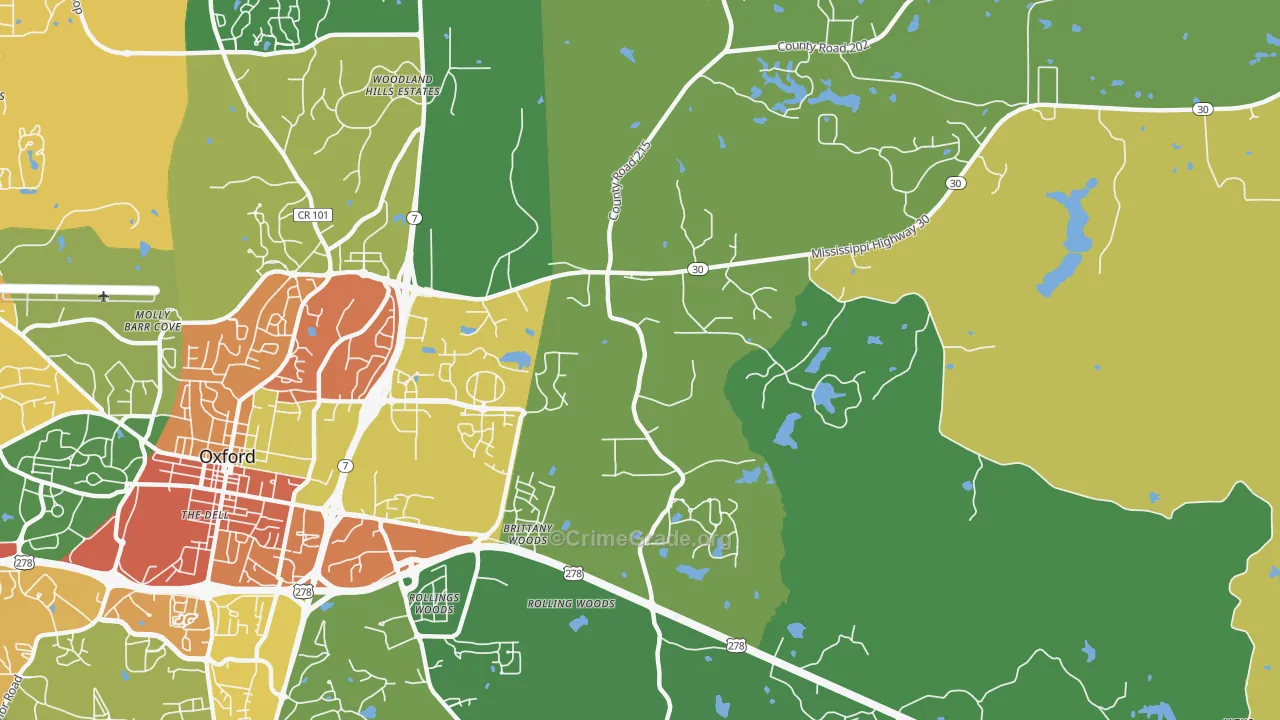 Tula, MS Map of Burglary Rates