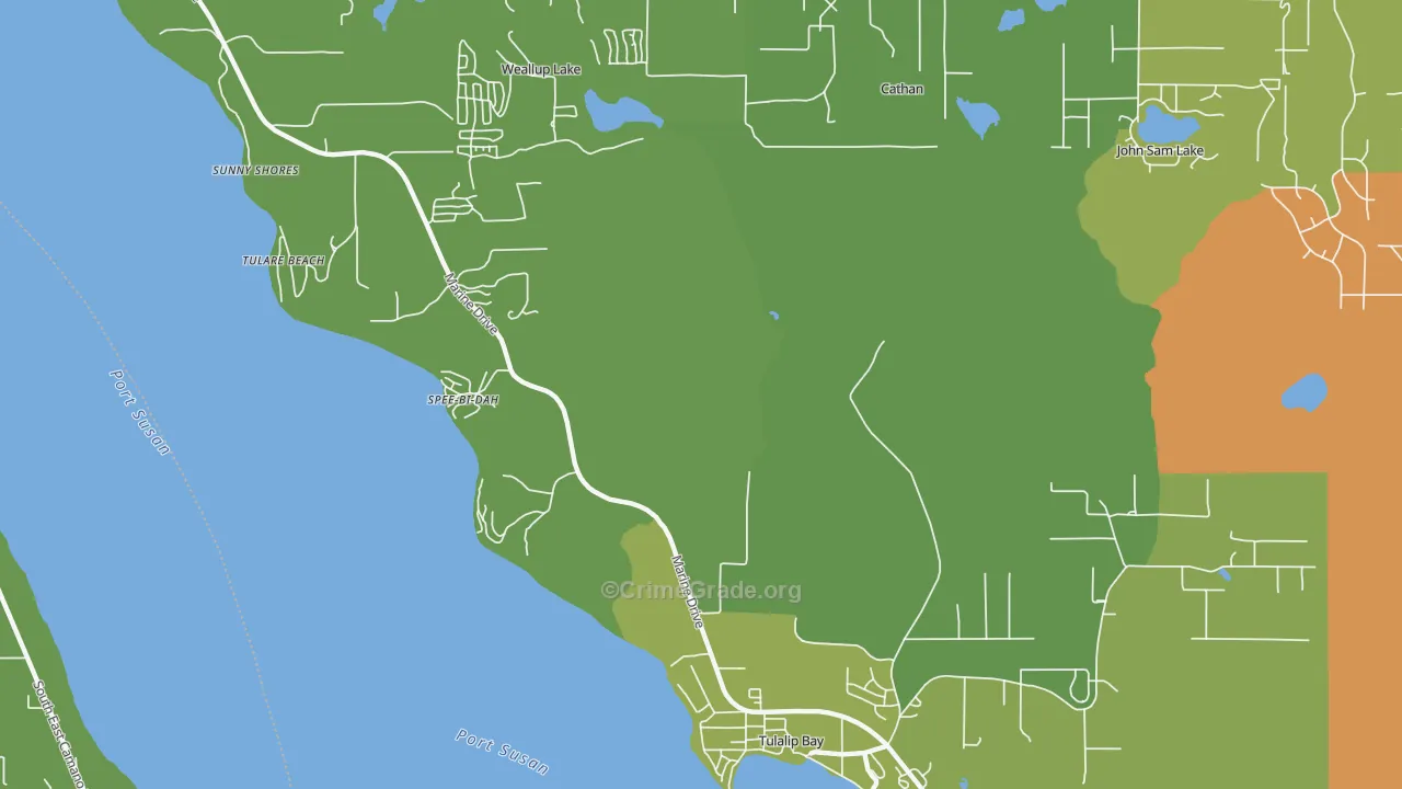 Tulalip, WA Map of Burglary Rates