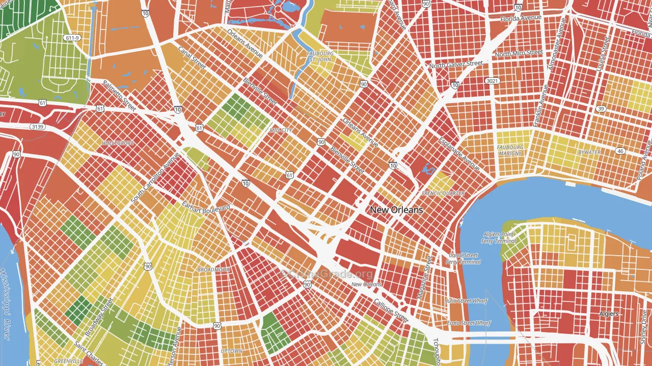 Tulane Gravier, New Orleans, LA Map of Burglary Rates