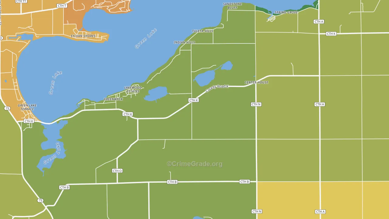 Tuleta Hills, WI Map of Burglary Rates