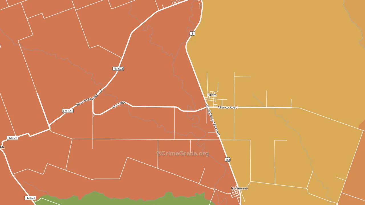 Tuleta, TX Map of Burglary Rates