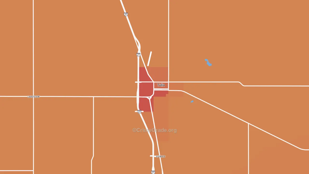 Tulia, TX Map of Burglary Rates