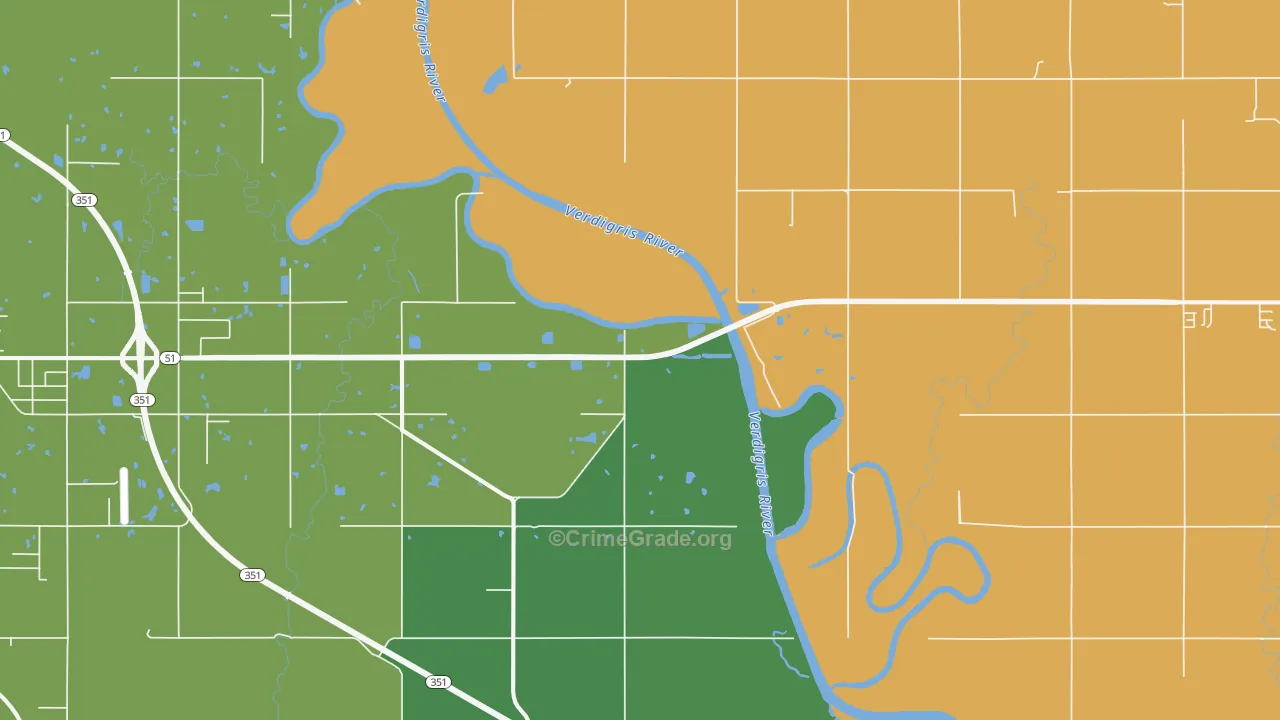 Tullahassee, OK Map of Burglary Rates