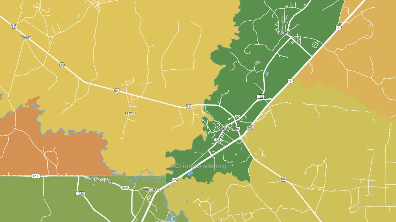 Tullos, LA Map of Burglary Rates