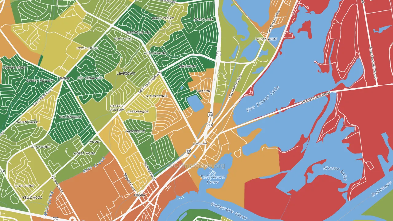 Tullytown, PA Map of Burglary Rates