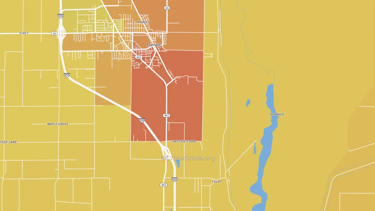 Tulot, AR Map of Burglary Rates