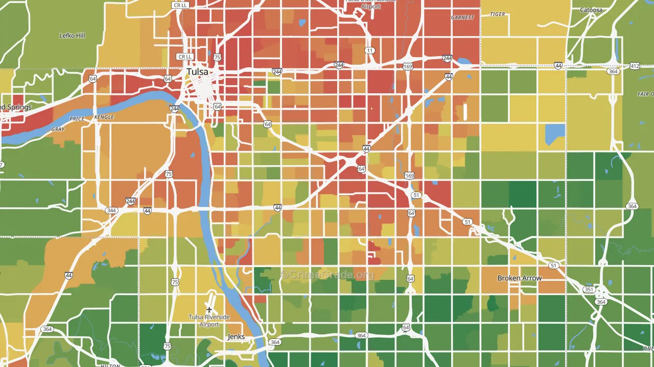 Tulsa County, OK Map of Burglary Rates