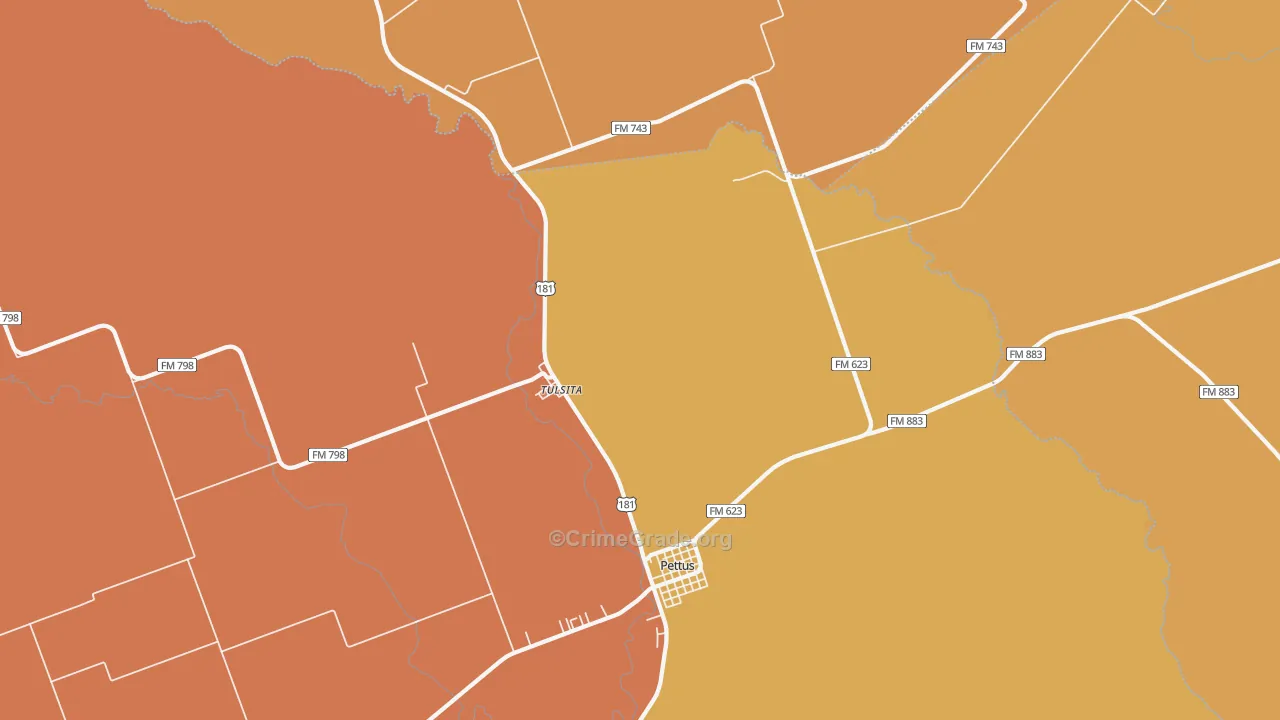 Tulsita, TX Map of Burglary Rates