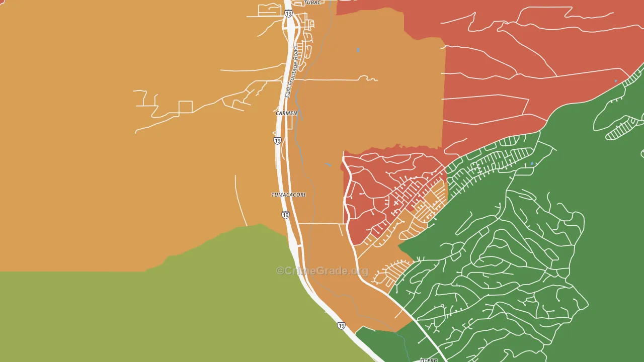 Tumacacori, AZ Map of Burglary Rates