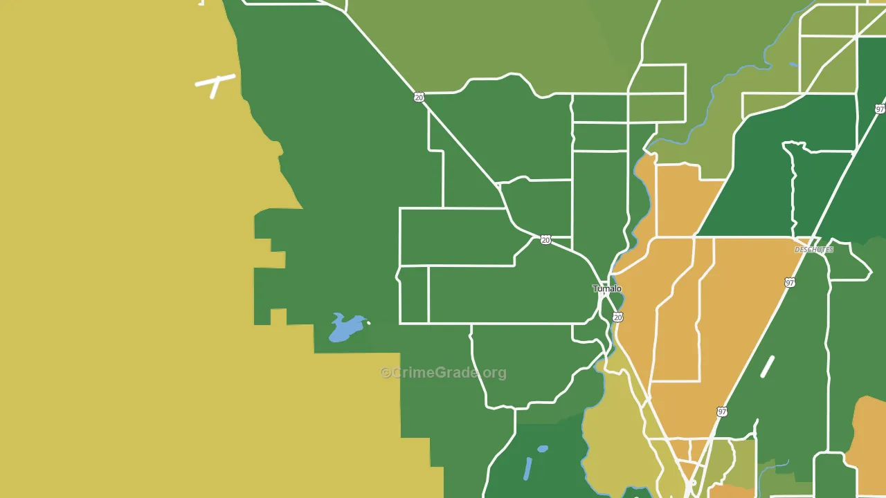 Tumalo, OR Map of Burglary Rates