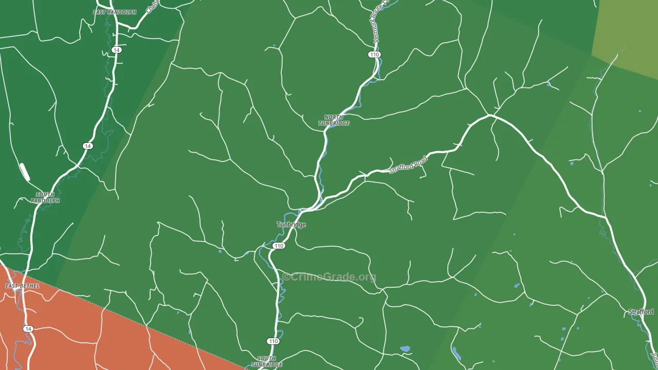 Tunbridge, VT Map of Burglary Rates