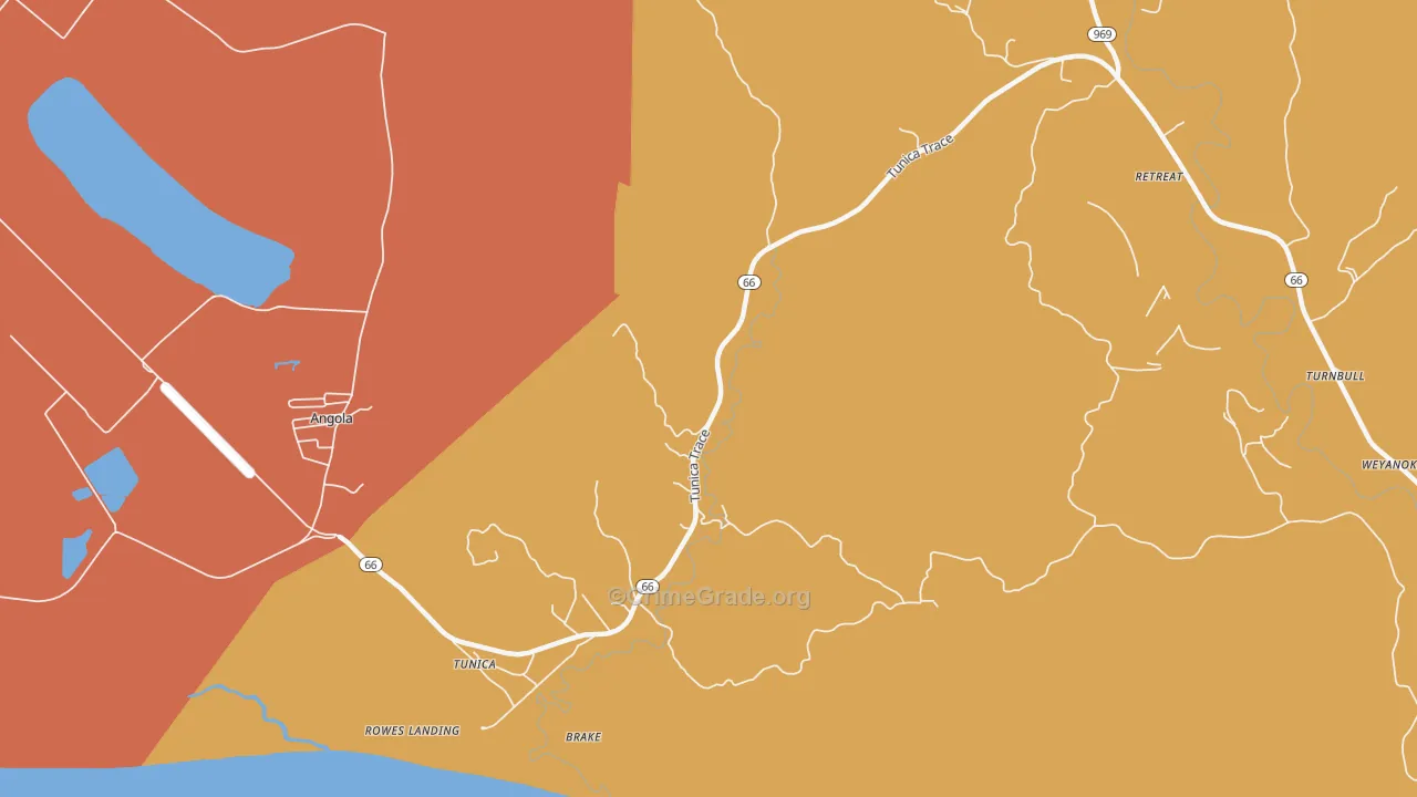 Tunica, LA Map of Burglary Rates