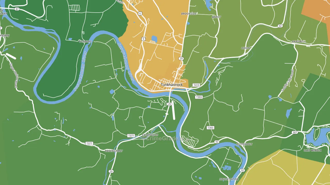 Tunkhannock, PA Map of Burglary Rates