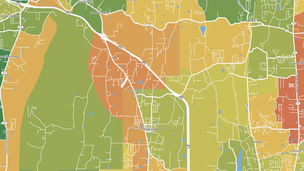 Tunnel Hill, GA Map of Burglary Rates