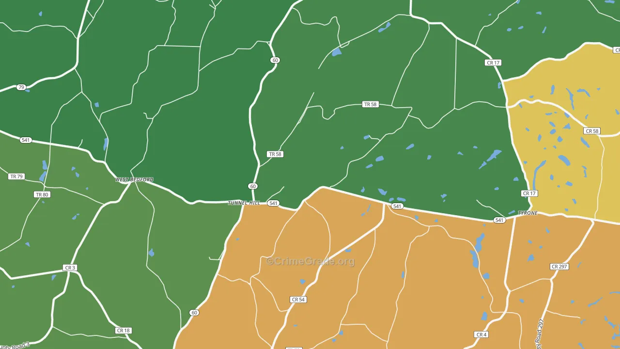 Tunnel Hill, OH Map of Burglary Rates