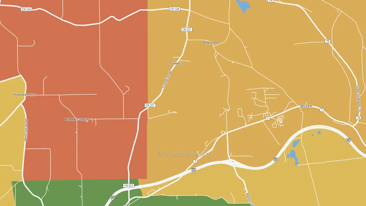 Tunnel, NY Map of Burglary Rates