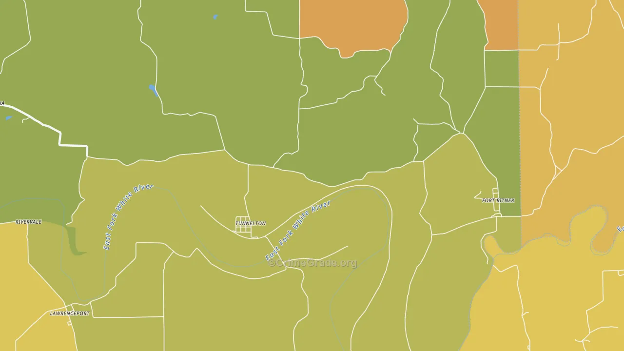 Tunnelton, IN Map of Burglary Rates