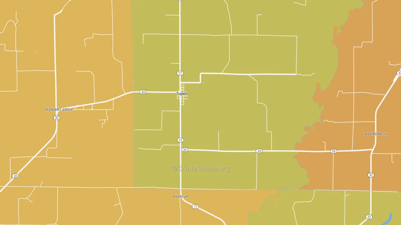 Tupelo, AR Map of Burglary Rates