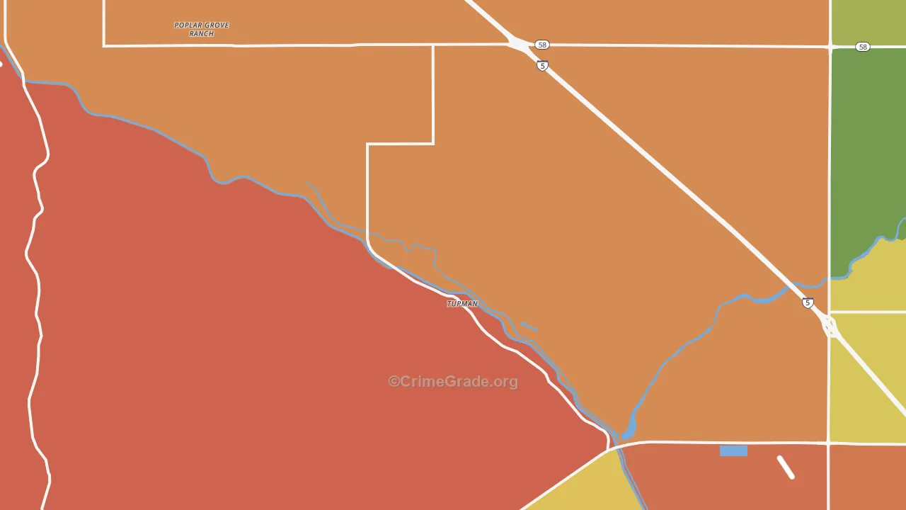 Tupman, CA Map of Burglary Rates