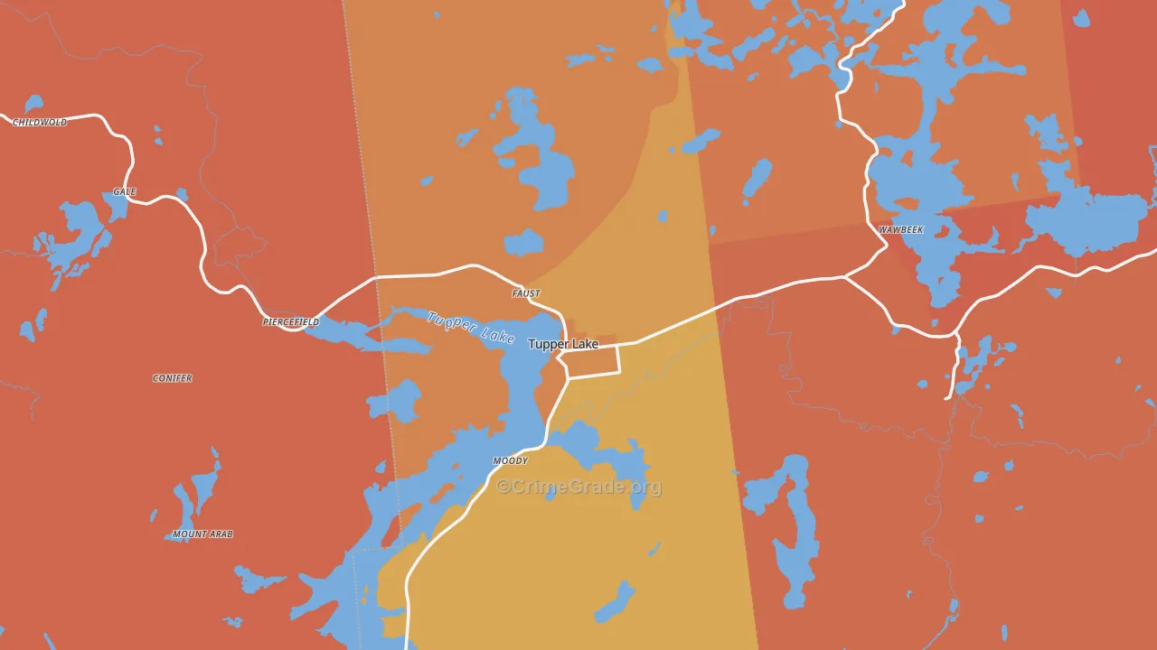 Tupper Lake, NY Map of Burglary Rates