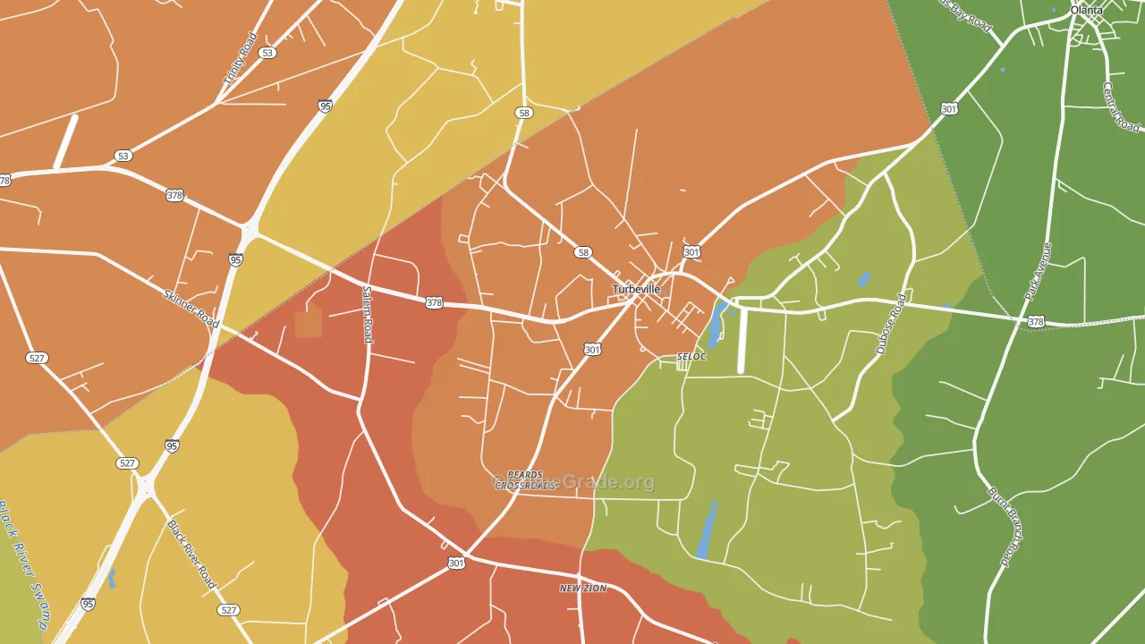 Turbeville, SC Map of Burglary Rates