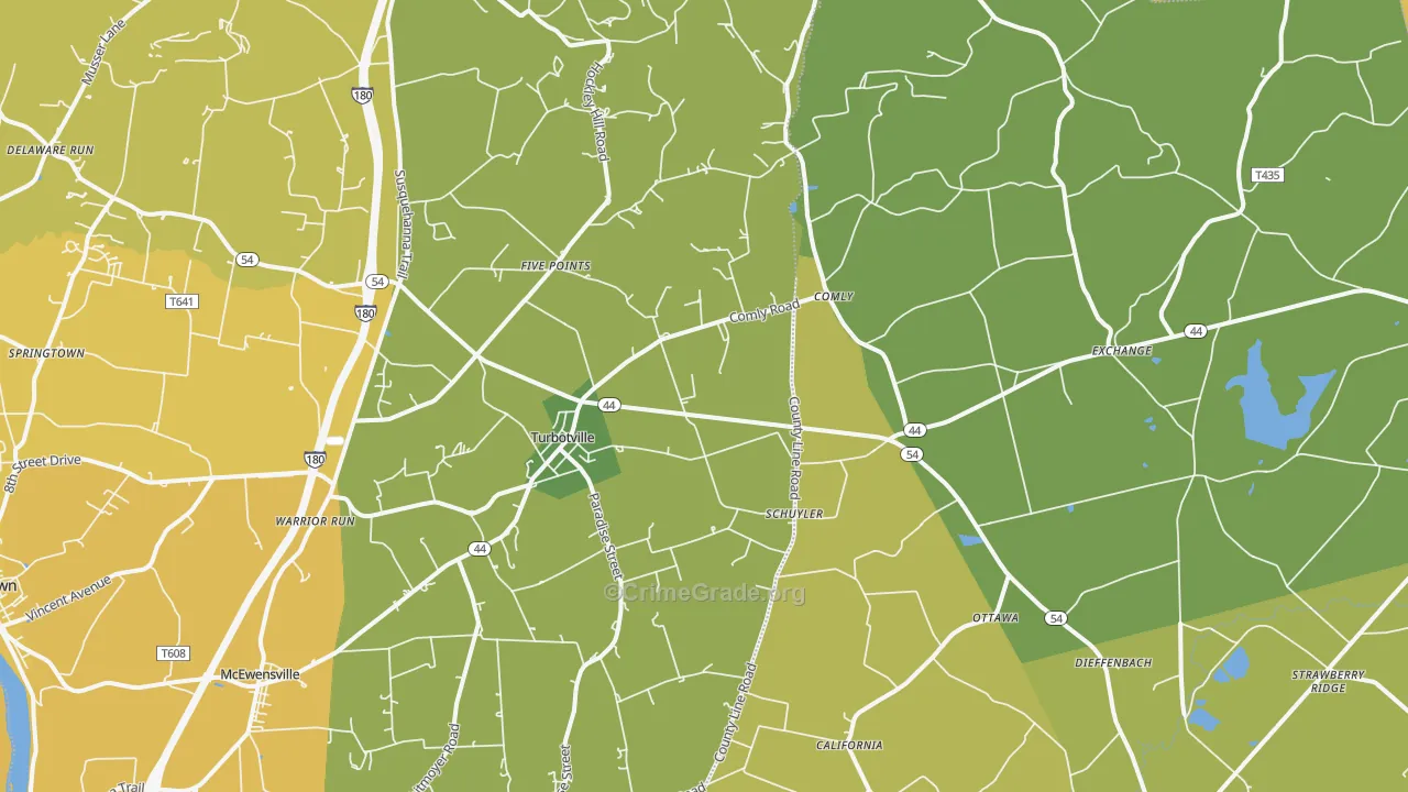 Turbotville, PA Map of Burglary Rates