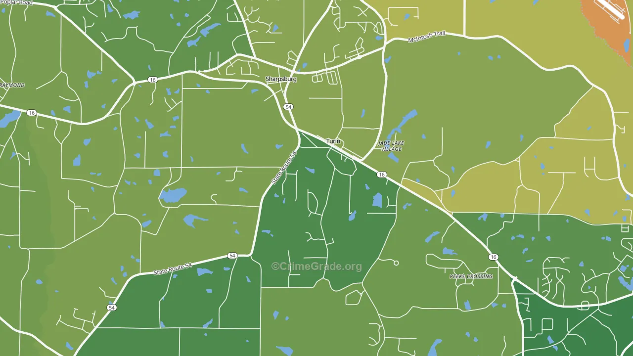 Turin, GA Map of Burglary Rates