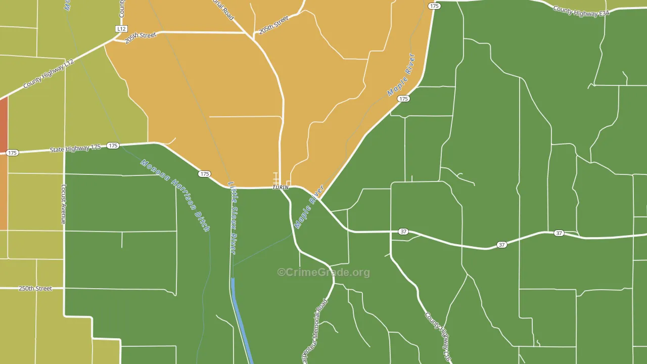 Turin, IA Map of Burglary Rates