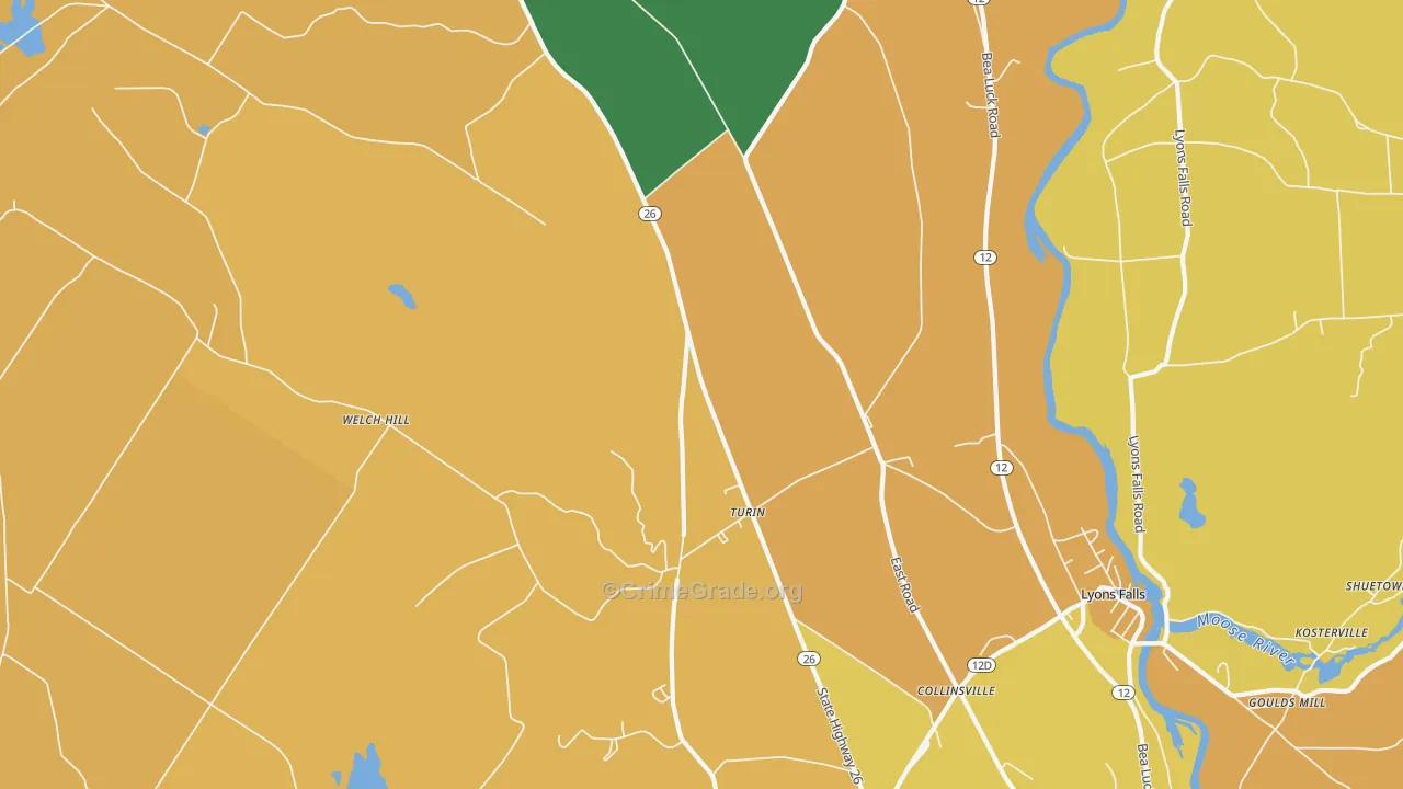 Turin, NY Map of Burglary Rates
