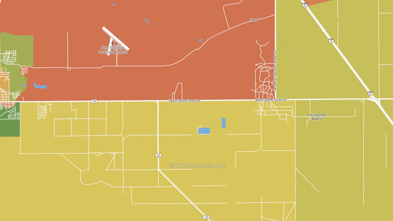 Turk, CA Map of Burglary Rates