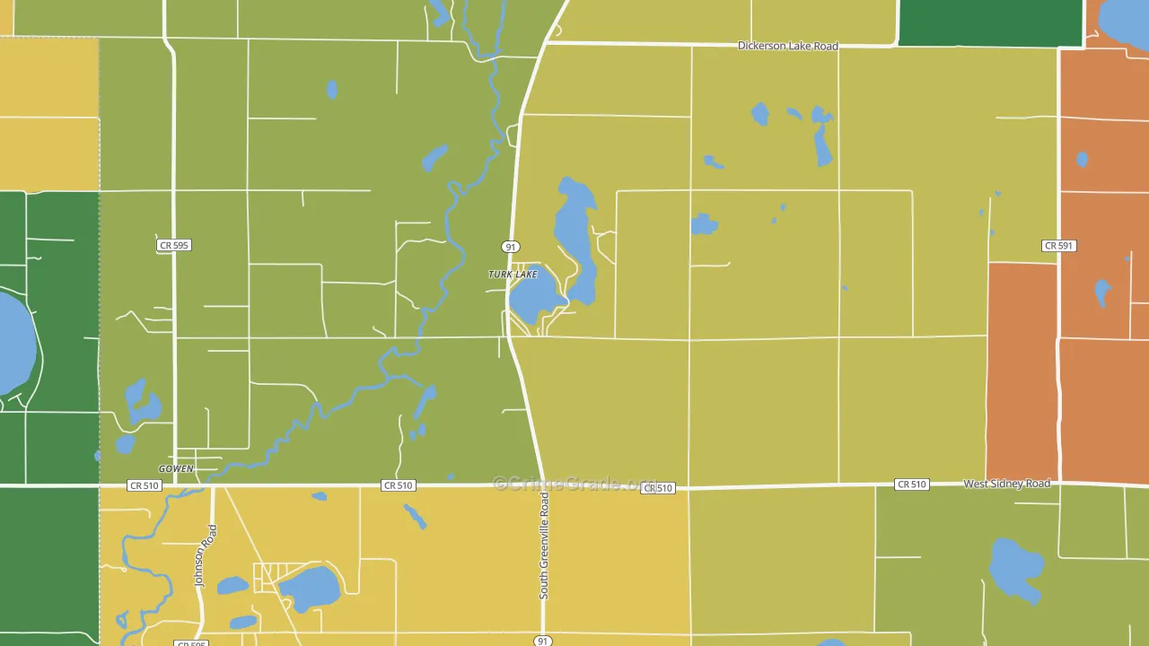 Turk Lake, MI Map of Burglary Rates