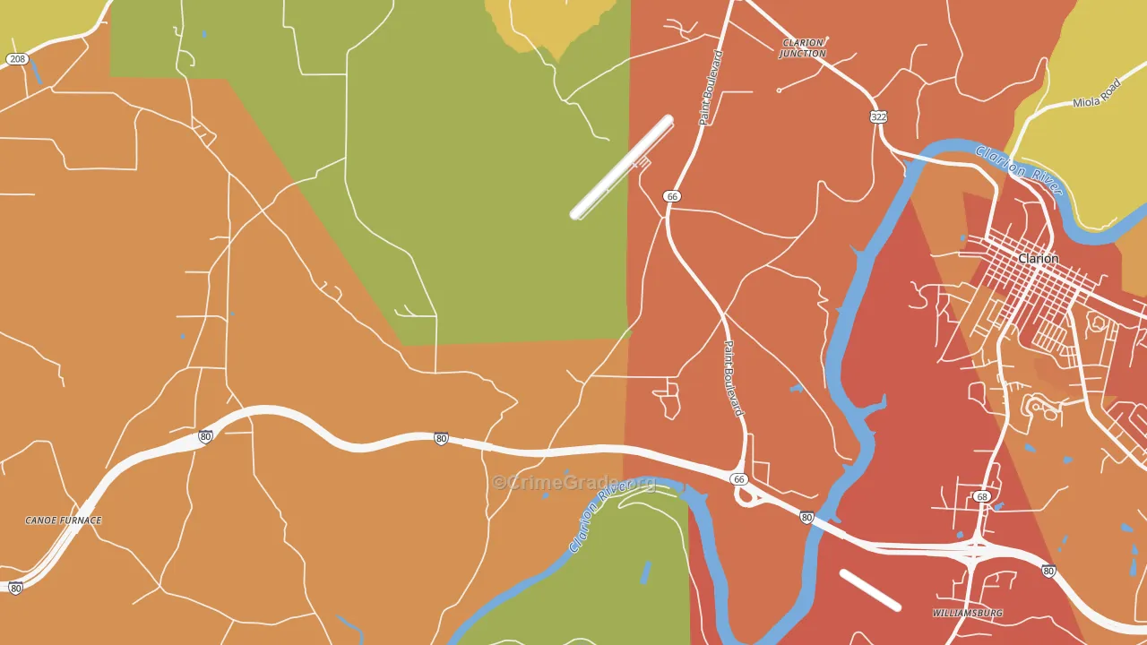 Turkey City, PA Map of Burglary Rates