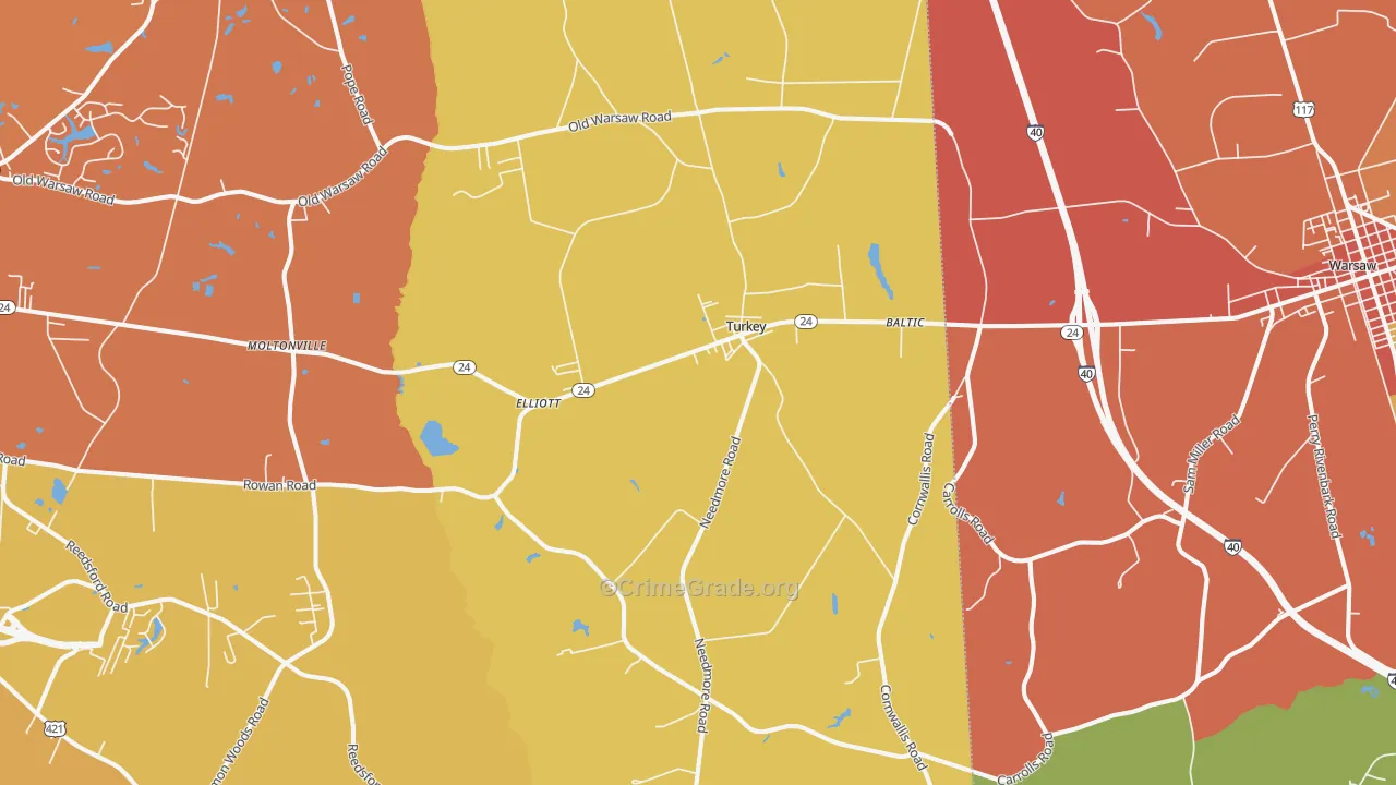 Turkey, NC Map of Burglary Rates