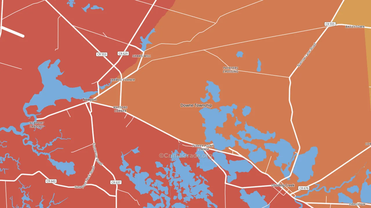 Turkey Point Corner, NJ Map of Burglary Rates