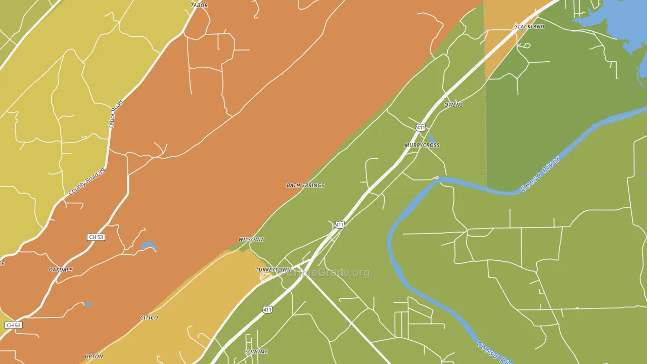 Turkeytown, AL Map of Burglary Rates