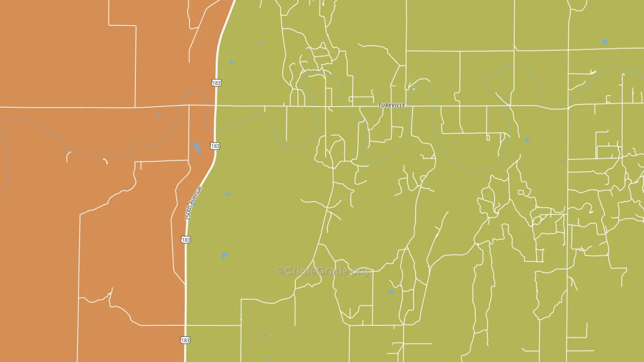Turkville, KS Map of Burglary Rates