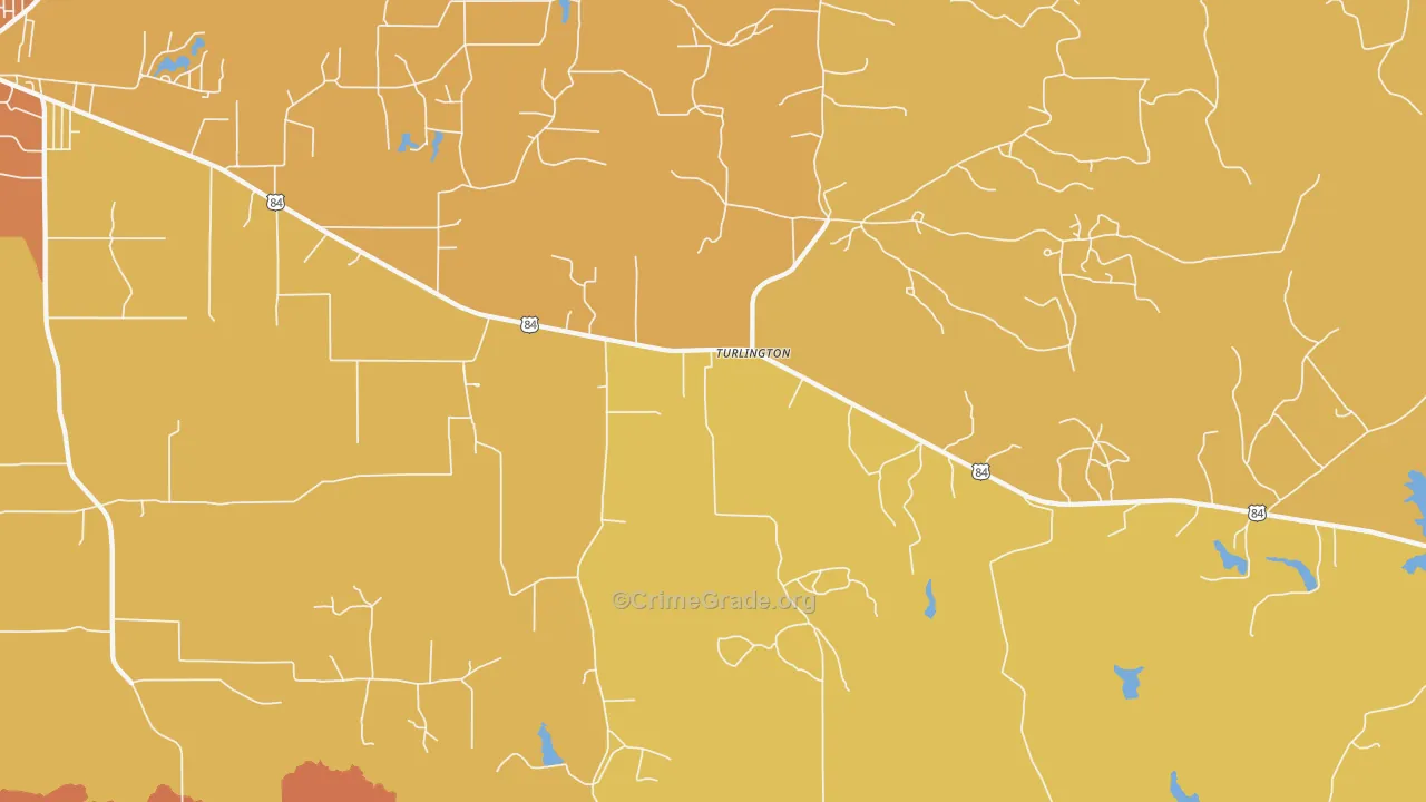 Turlington, TX Map of Burglary Rates