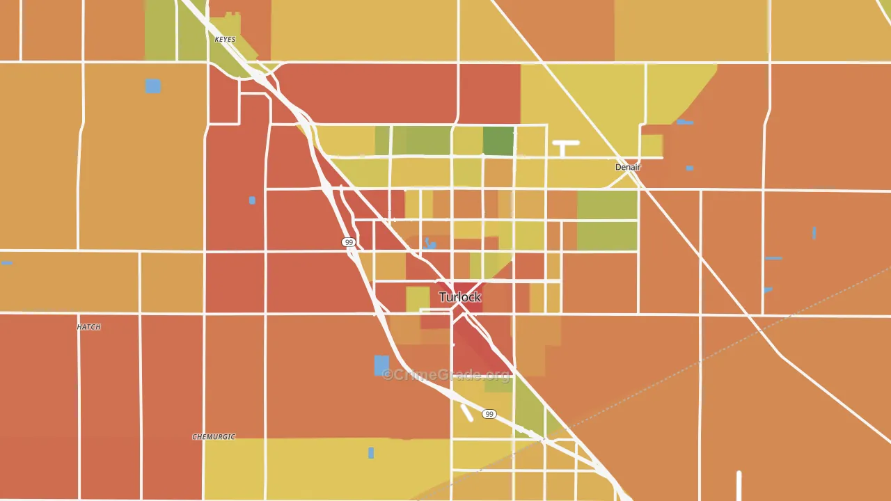 Turlock, CA Map of Burglary Rates