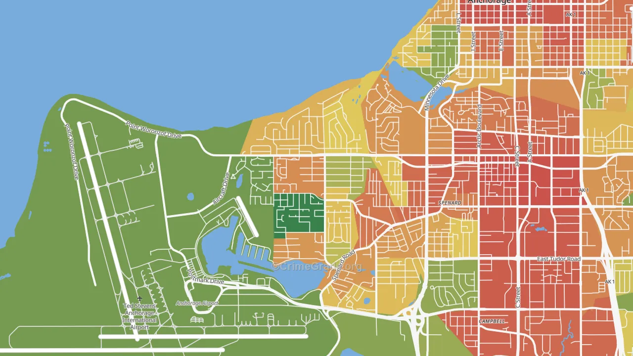 Turnagain, Anchorage, AK Map of Burglary Rates