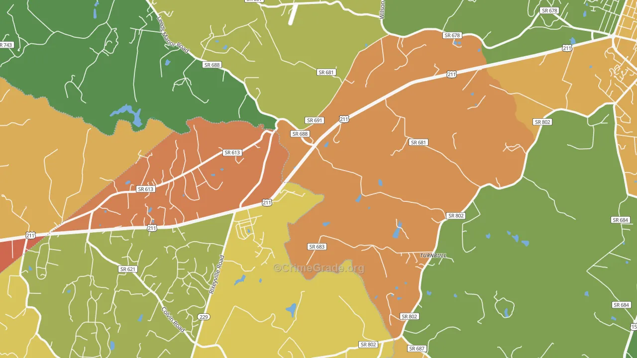 Turnbull, VA Map of Burglary Rates