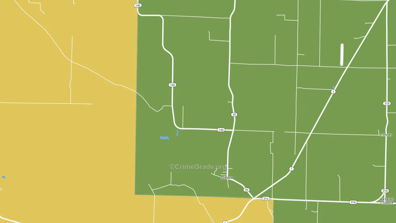 Turner, AR Map of Burglary Rates