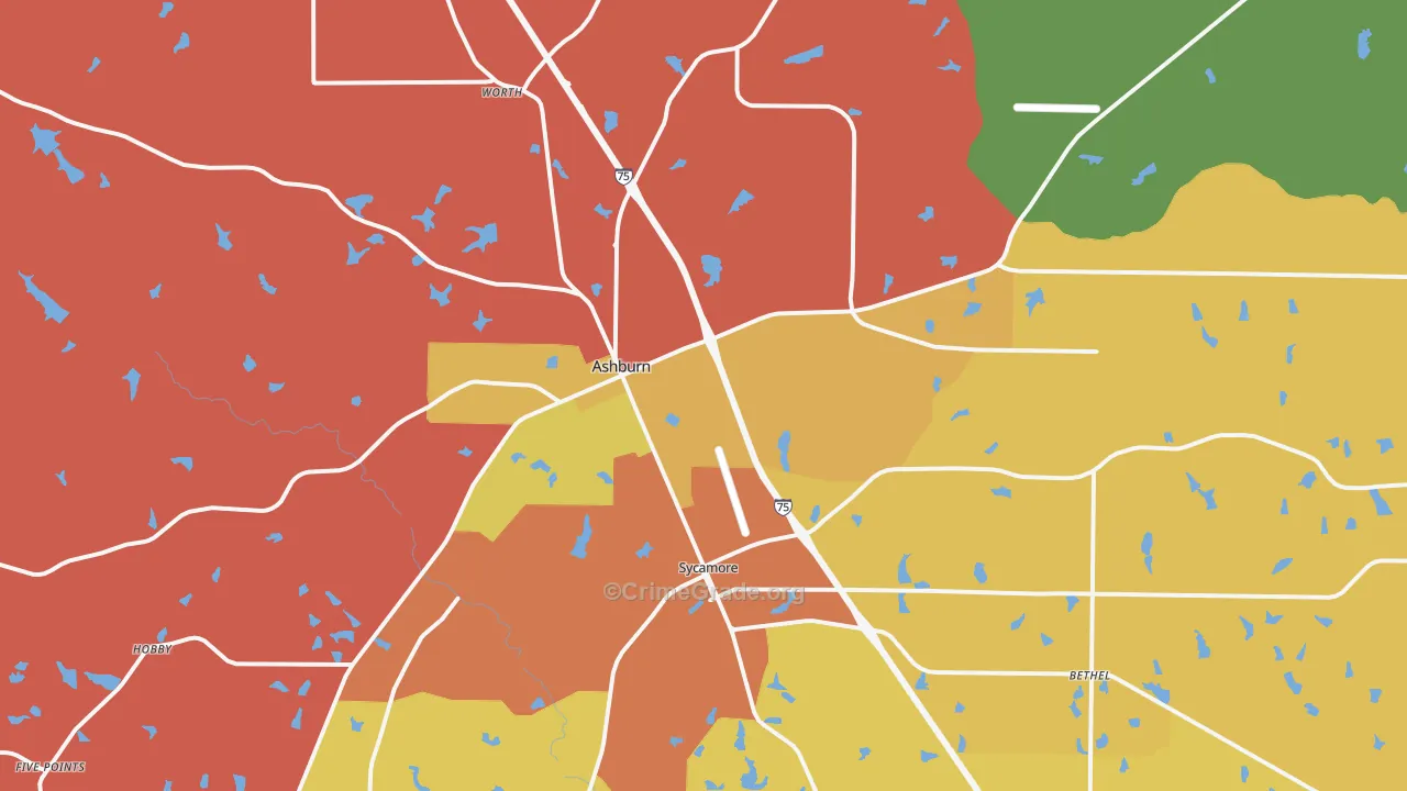 Turner County, GA Map of Burglary Rates