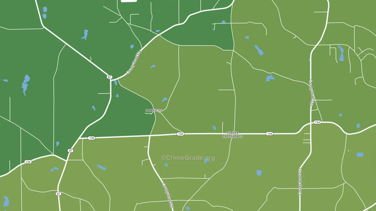 Turner Crossroads, AL Map of Burglary Rates