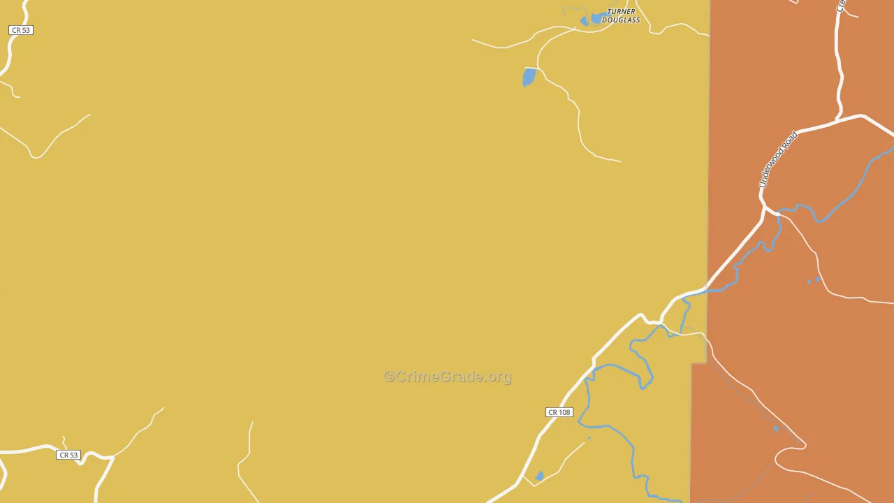 Turner Douglass, WV Map of Burglary Rates