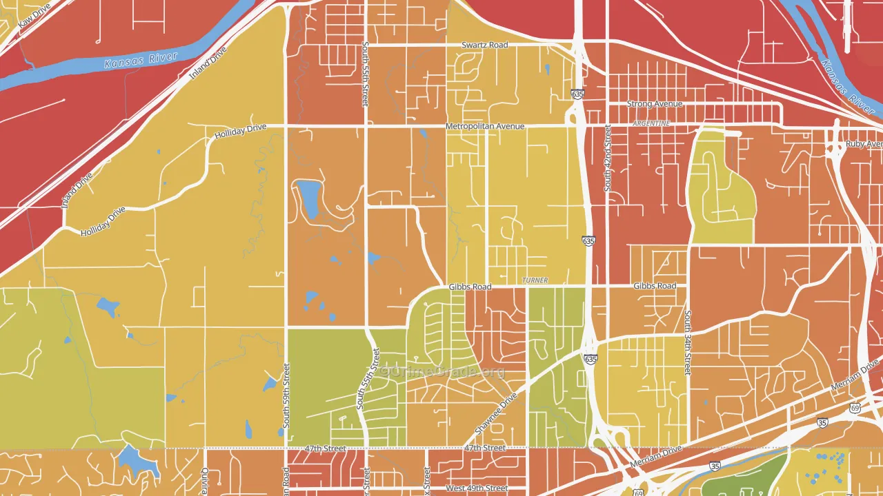 Turner, Kansas City, KS Map of Burglary Rates